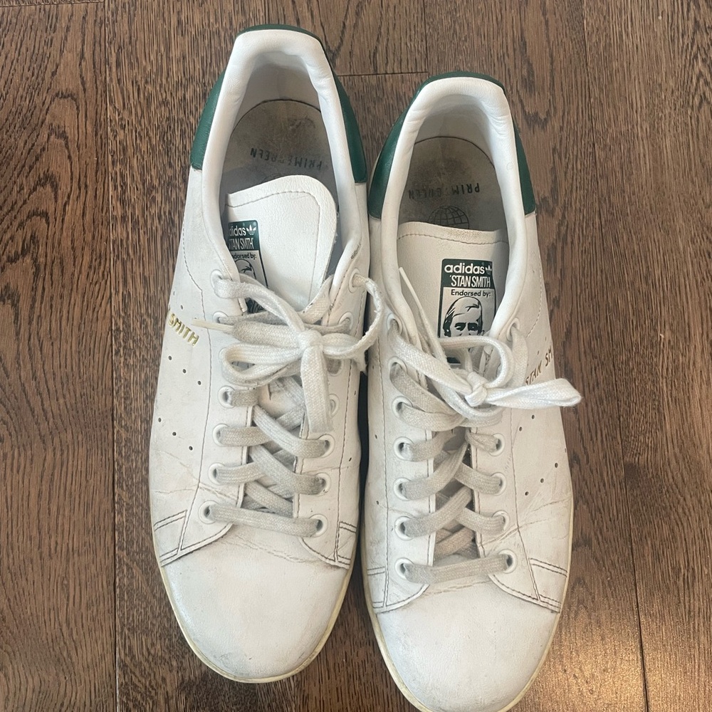 Adidas White and Green Classic Sneakers
